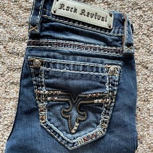 Rock Revival Womens Sz 25R Elvina Straight Blue Jeans STRETCH LOW RISE